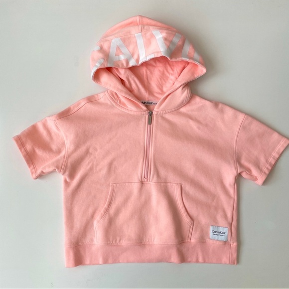 Calvin Klein Performance Short-Sleeve Quarter Zip Hoodie, Size Small Activewear - Picture 1 of 12